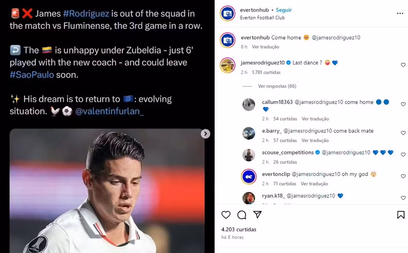 SE OFERECEU! Sem espaço no São Paulo, James se oferece para retorno em ex-clube: “Última dança?” 1 jameseverton