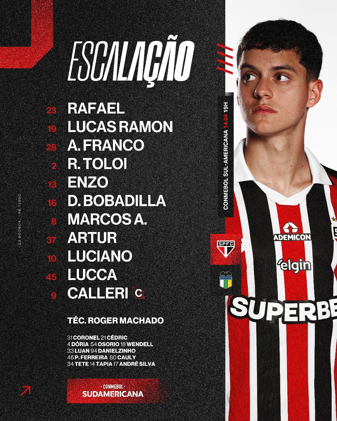 Sem Ferreirinha e com Lucca, São Paulo está escalado para pegar o O’Higgins pela Sul Americana | Blog do São Paulo